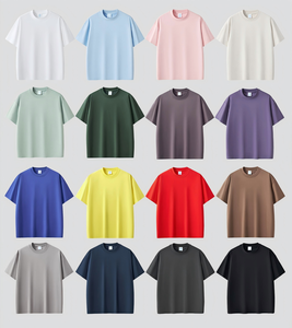 t-shirt Casual tinta unita tinta unita in cotone 100% 240g Anti-Pilling in tessuto a maniche corte con scollo a manica corta da - Product Image 2
