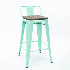 Vente en gros en usine Tabouret de bar en métal Chaises de bar Tabouret de bar empilable avec siège en bois Chaises empilables - Product Image 3