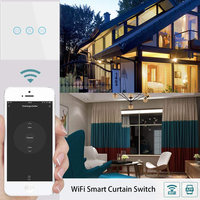 Interrupteur mural intelligent à installation facile, panneau tactile en verre, interrupteur intelligent Wifi pour rideaux, compatible avec Alexa et Google Home