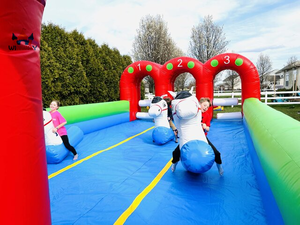 Juego de pista de carreras de PVC inflable interactivo para exteriores, carriles inflables para montar a caballo, juego deportivo, túnel de Carreras de Caballos Derby - Product Image 2
