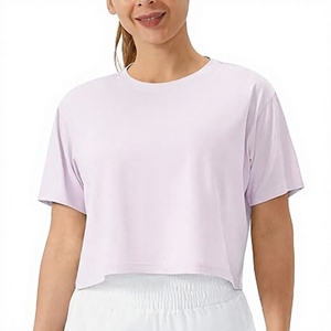 Tops deportivos sexys para mujer, camisetas cortas básicas de yoga con logo personalizado, ropa de gimnasio de alta calidad - Product Image 1