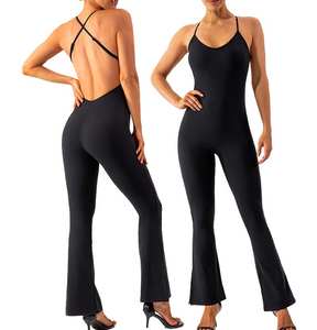 Custom Plus Size donna Yoga tuta Backless bianco marrone Yoga Leggings senza cuciture <span class=keywords><strong>pantaloni</strong></span> lunghi da Yoga <span class=keywords><strong>Flare</strong></span> - Product Image 2