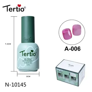 Tertio 2024高品质热卖60色12毫升uv凝胶上光剂工厂批发半永久性小绿色Bott指甲油