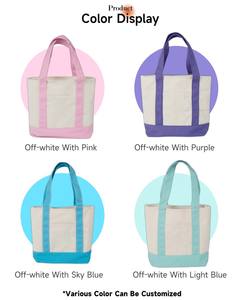 2025 רקמה מותאמת אישית לוגו קטן מנטה כחול ורוד סוכריות צבע מתנה כותנה בד קניות קניות תיק - Product Image 4