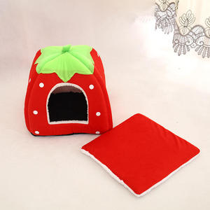 Coussin pour chien semi-fermé en forme de fraise, pliable, écologique, motif dessin animé, pour toutes les saisons, amovible et lavable - Product Image 2