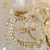 Jewellerytop Villa Hotel Lobby Banquet Hall Lampes suspendues en laiton de luxe Lustre en cristal de Maria Theresa avec grosses perles personnalisées