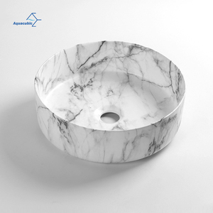 Comptoir mince vanité haut de gamme conception salle de bain lavage à la main vente chaude transfert d'eau impression bassin d'art en céramique pour hôtel - Product Image 1
