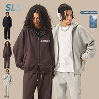 Sweat-shirt décontracté à capuche en polyester/coton anti-plis, écologique, avec double fermeture éclair, 355g, personnalisable, pour l'automne et l'hiver, vente en gros