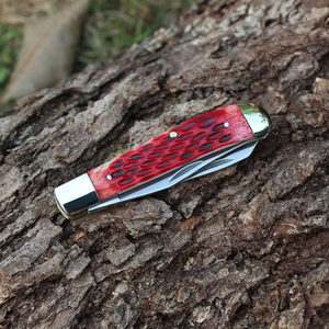 High Quality Red OX <strong>Bone</strong> <strong>Handle</strong> EDC <strong>Knives</strong> Small Folding 420 Double Blade Survival Outdoor Camping Survival Pocket <strong>Knife</strong> - Product Image 5