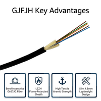 Kabel Serat Optik Bulat Wanbao GJFJH 2 Inti G657A2 LSZH FTTH Dupleks Indoor Outdoor Aerial Duct Kustom