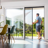 Pintu Geser Kaca Interior Modern 8-12 kaki dengan Profil Aluminium, Layar Fiberglass, Permukaan Kaca Tempered
