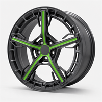 Jantes forgées personnalisées 5 branches en aluminium vert citron avec incrustation gris canon, Beadlock, 18-22 pouces, 5x112 5x114.3 5x120, en alliage 6061-T6 pour M3 M4