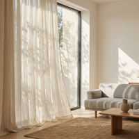 Tissu de rideau transparent froissé de qualité supérieure CC-6-003 90GSM, voile uni extra large 280cm-340cm pour salon et chambre à coucher