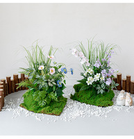 Plantes artificielles de paysage vert mousse haut de gamme, arrangement floral en rangée pour la décoration de mariage, de maison et d'espace commercial
