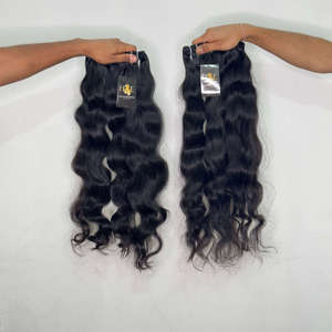 Raw Indian Temple Human Hair Bundles with Closure Natural Loose Deep Wave Raw Human Hair for Deep Wavy Hair Styles - Product Image 1