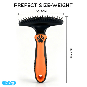 Peigne démêlant pour chien, râteau simple rangée en acier inoxydable TPR, portable, pratique, facile à utiliser et sûr - Product Image 2