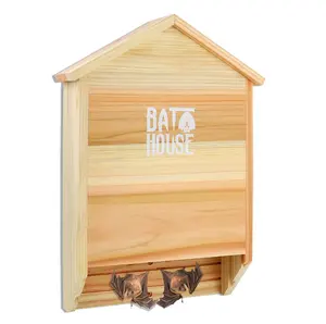 Wood Double Chamber Cedar Bat Shelter Convenient for Bats Roost and Land Bat House for Outdoors