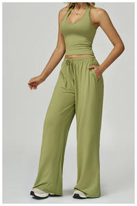 Pantaloni Foderati in Pile da <span class=keywords><strong>Donna</strong></span> a Vita Bassa Gamba Larga Casual Sportivi con Elastico in Vita e Coulisse - Product Image 3