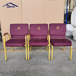 Chaise de conférence rouge SMILE, chaises d'église, design moderne pour extérieur, usage commercial, tissu en lin, rembourrage en mousse, acier, confortable, robuste - Product Image 5