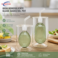 Bouteille en verre pour vinaigre et huile, distributeur, fournisseur de marques privées, ODM, bec verseur incurvé en forme de goutte, haute transparence, résistant à la chaleur, pour cuisine