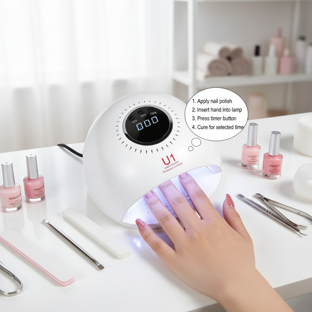 UV LED Nail Lamp with Timer Settings and Digital Display for Gel Polish Curing