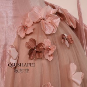 Factory Wholesale <strong>Blush</strong> Pink 3D Floral Evening <strong>Gown</strong> Spaghetti Strap Tulle <strong>Ball</strong> <strong>Gown</strong> Dress - Product Image 5