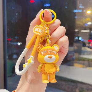 Cartoon Bear Keychain Color <b>Blocked</b> Lightning Design Cute Doll Pendant for Car Bag Creative Small Gift for Couples - Product Image 6