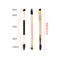 Professionnel en gros noir rose Double face pinceaux de maquillage tête sourcil cils cheveux fins coudé sourcils brosse ensemble