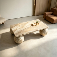 Table basse rectangulaire de style Wabi-sabi de luxe en marbre beige durable, décoration intérieure, meubles de salon, décoration de villa
