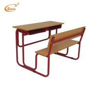 Bureau et chaise scolaires modernes doubles pour étudiants, bureau d'étude réglable en plastique et métal