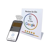 Support NFC en acrylique personnalisé en forme de L pour enseigne, 13,56 MHz, étanche, en PVC, compatible Google/TikTok/Instagram/Facebook
