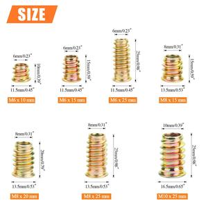 Kit Surtido de Tuercas Roscadas con Inserto Hexagonal, 100 Piezas, Métricas M6 M8 M10, Acero de Grado A para Construcción - Product Image 5