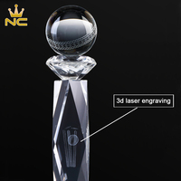 Boule de cristal K9 gravée au laser 3D, polie à la main, personnalisée, pour trophée de baseball ou de cricket, pour cérémonie de remise de prix sportifs