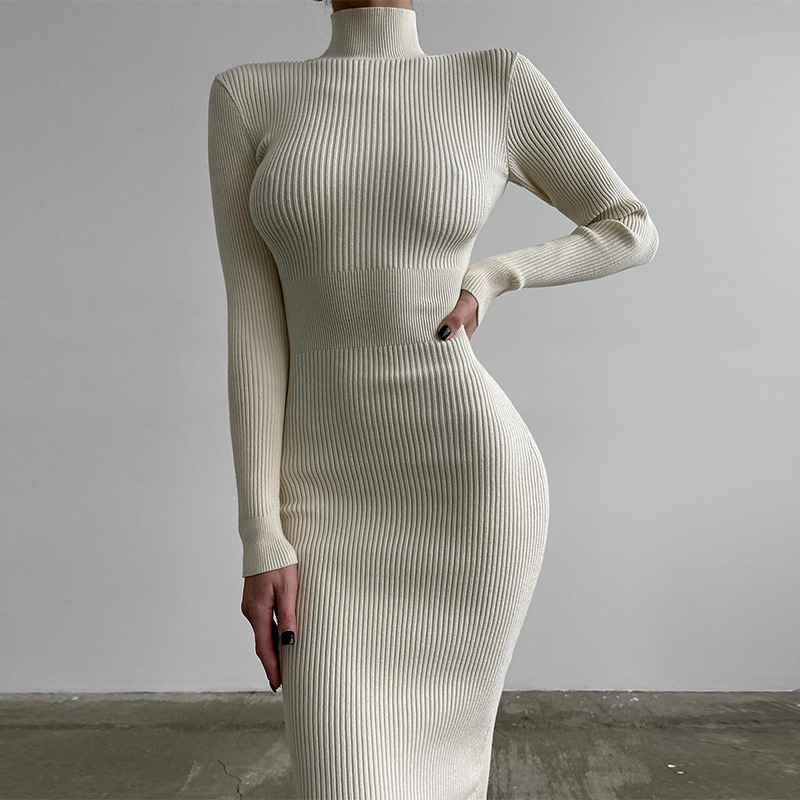ribbed winter dress women Women Long Sleeve Midi Dresses Ribbed Knit Round Neck Casual Swing Sweater Dress Fall Winter Ruffled Fashion Outfit S-2XL Army Green at Amazon Women's Clothing store