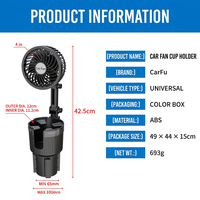 Support de tasse universel pour voiture avec ventilateur de refroidissement à 2 vitesses, bras d'extension réglable, support de boisson multifonction pour voiture