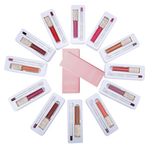 Delineador de Labios y Brillo Labial 2 en 1 al por Mayor de Marca Privada, Resistente al Agua, Vegano, Acabado Mate y Terciopelo, Set de Brillo Labial y Delineador de Labios - Product Image 1