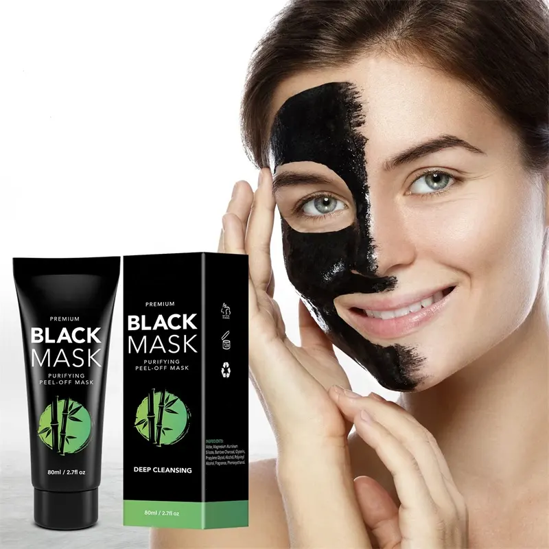 Benutzer definierte Logo Pore Deep Cleansing Mitesser entferner Maske Schwarz Purifying Peeling Peel Off Aktivierte Bambus kohle Gesichts maske