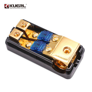 KUERL ที่ใส่ฟิวส์ใบมีดทองแดงบริสุทธิ์ 1-อิน-2-เอาท์บล็อกจ่ายไฟเครื่องเสียงรถยนต์พร้อมฝาปิด - Product Image 3