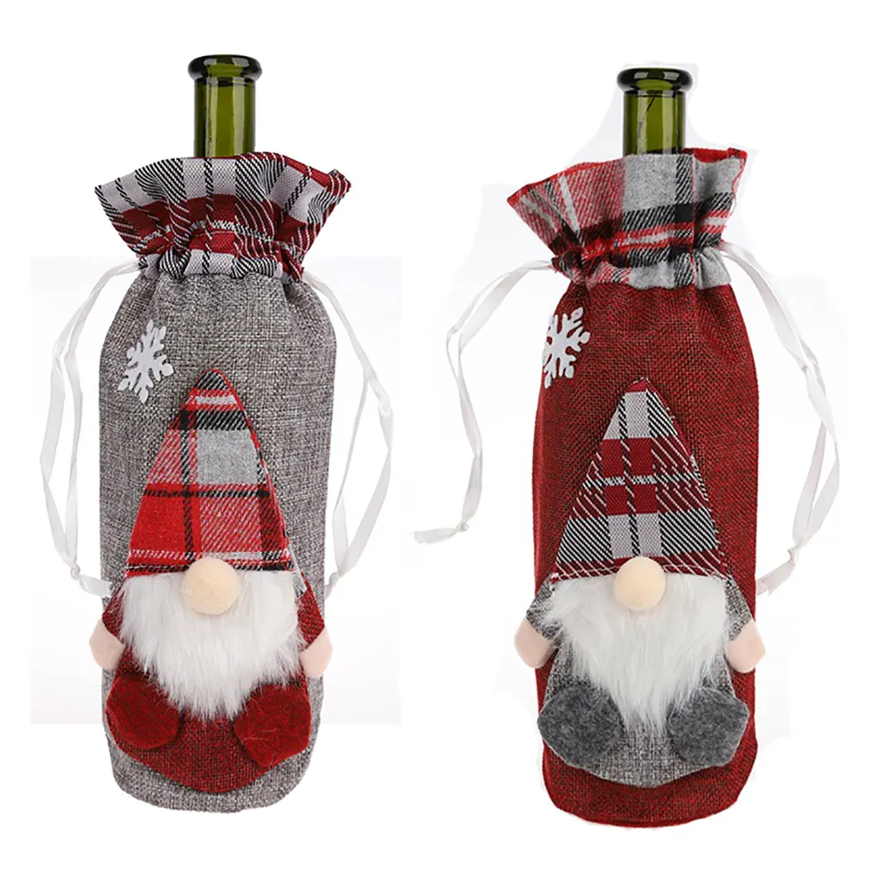 Hot Sale Christmas Party Decorations Santa Gnome Wine Bottle Clothes Wine Bottle Covers