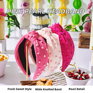 FEDANS Nouveau serre-tête coréen rose perlé 16CM, large et noué, accessoire capillaire tendance et frais pour usage quotidien et soirées - Product Image 2