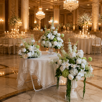 Boule de fleurs artificielles 30-50cm, rose en soie blanche, pompon moderne de haute qualité, décoration suspendue pour centre de table de mariage