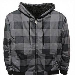 Chaqueta de Invierno para Hombre al por Mayor, Gruesa, Forrada de Felpa, de Algodón, con Rayas Multicolores, Cierre de Cremallera, Capucha, Transpirable, Digital - Product Image 3