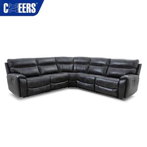 Canapé d'angle électrique <span class=keywords><strong>MANWAH</strong></span> en similicuir vegan noir moderne avec structure métallique pour salon, fauteuil inclinable surdimensionné - Product Image 5