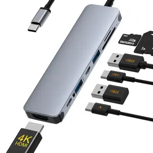 USB C HUB 4K 60Hz 30Hz, USB Tipe C ke HDTV Video 2.0 USB 3.0 PD 100W adaptor untuk Macbook Air Pro iPad M1 M2 PC Aksesori USB HUB