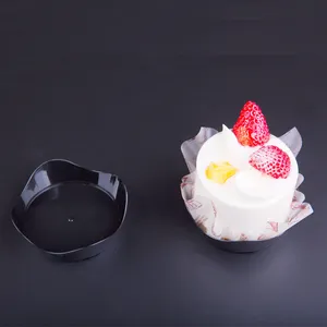 Plateau à dessert en plastique transparent petit mini gâteau mousse dessert cercle fête plateau en plastique jetable de qualité alimentaire