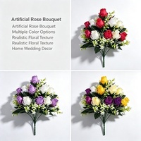 Bouquet de roses artificielles bicolores, 12 têtes, vente directe d'usine, produit transfrontalier très demandé