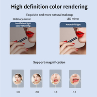 Miroir de maquillage de bureau portable à double face, rond, avec cadre en métal chromé