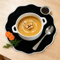 Set de table en tissu à bords contrastants avec texture semblable au lin, sets de table isolants thermiquement, sets de table ondulés antidérapants 280 g/m²
