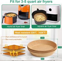 50 feuilles de papier sulfurisé jetables antiadhésives pour friteuse à air chaud, cuisson, rôtissage et filtration
