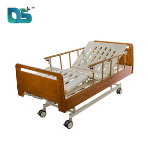 3 फ़ंक्शन मैनुअल अस्पताल बिस्तर ठोस लकड़ी के सिर बोर्ड परिवेश तह परिढालों एब्स क्रैंक मूक कैस्टर अस्पताल बिस्तर - Product Image 3